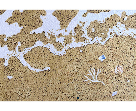 波残り　255×203mm（額装サイズ）/ アクリル絵具