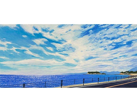 134号線ブルー　H160mm×W360mm　/ アクリル絵具