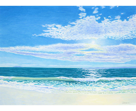 本日、海びより　379mm×288mm（額装サイズ）/ アクリル絵具
