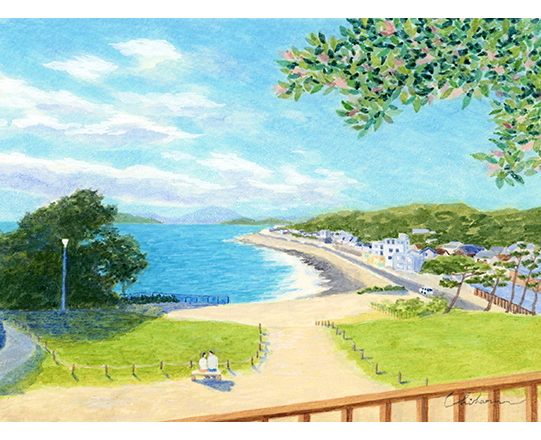 日曜日のうみかぜ　H140mm×W190mm　/ アクリル絵具