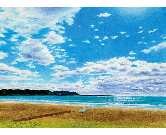 由比ヶ浜へ　H330mm×W470mm / アクリル絵具