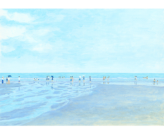 由比ヶ浜　H230mm×W330mm / アクリル絵具