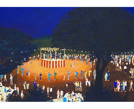 夏祭り　H260mm×W380mm  / アクリル絵具