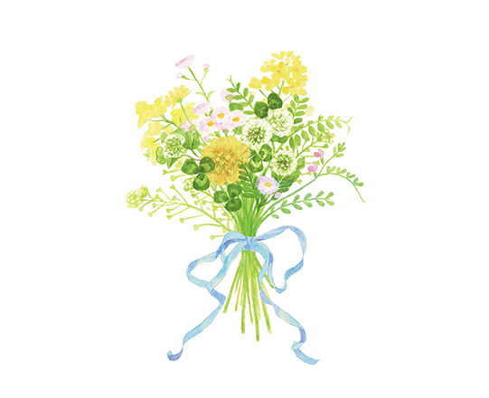 野ばな(ブーケ)　200×150mm / 色鉛筆、Photoshop